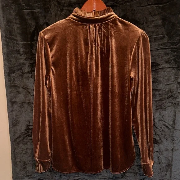 Elegant Brown Velvet women’s blouse - Picture 3 of 4
